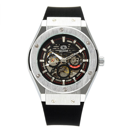Men's Skeleton Automatic Watch with Silicone Strap