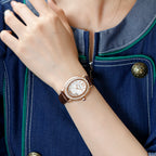 Women's Vintage Full-Rhinestone Leather-Strap Waterproof Watch