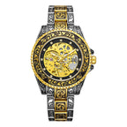 GESMART Men's New Skeleton Engraved Automatic Mechanical Watch European American Vintage Style