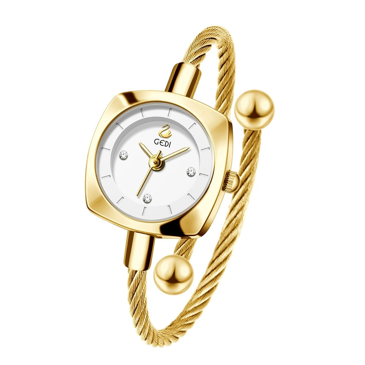 Women's Minimalist Swan Woven-Metal Bangle Quartz Watch