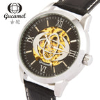 GESMART Men's Automatic Mechanical Watch Roman Numerals Skeleton Exhibition Case Back