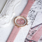 GESMART Women's Crystal Dial Quartz Watch Leather Band Fashion Elegant Genuine Leather Ladies Wristwatch