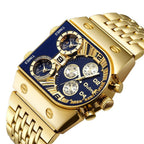 Men's Multi-Timezone Large-Dial Luminous Steel Watch