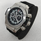 No Logo 42.5mm Quartz Watch Stainless Steel Case Rubber Strap VK63 Movement