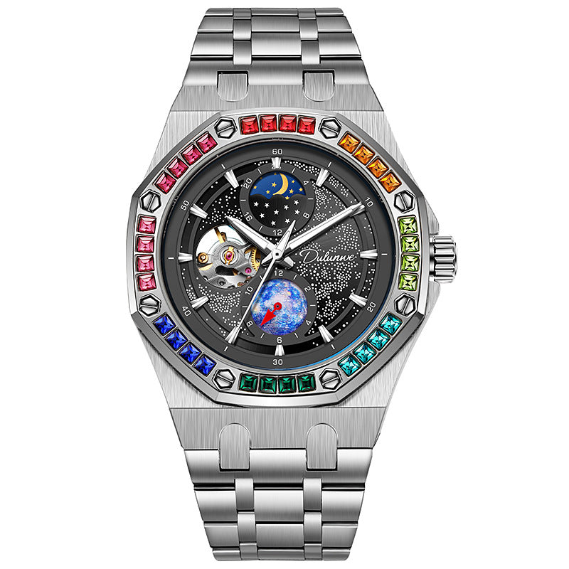 Men's Rainbow CZ Automatic Watch