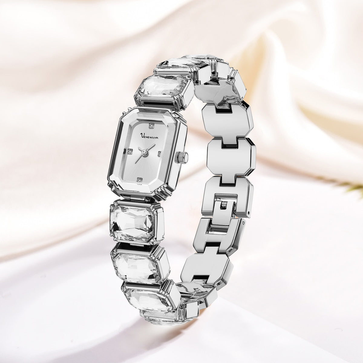 GESMART Women's Square Green Dial Quartz Watch Diamond Studded Elegant Personality