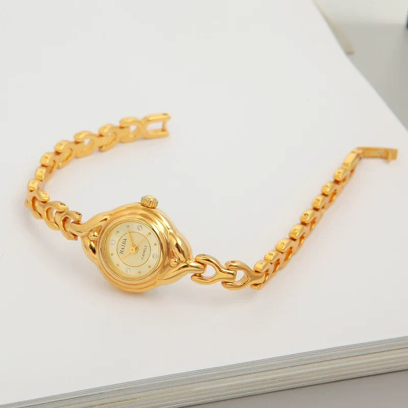 HAIDA Ladies Oval Manual Wind Mechanical Gold Watch Vintage New NOS