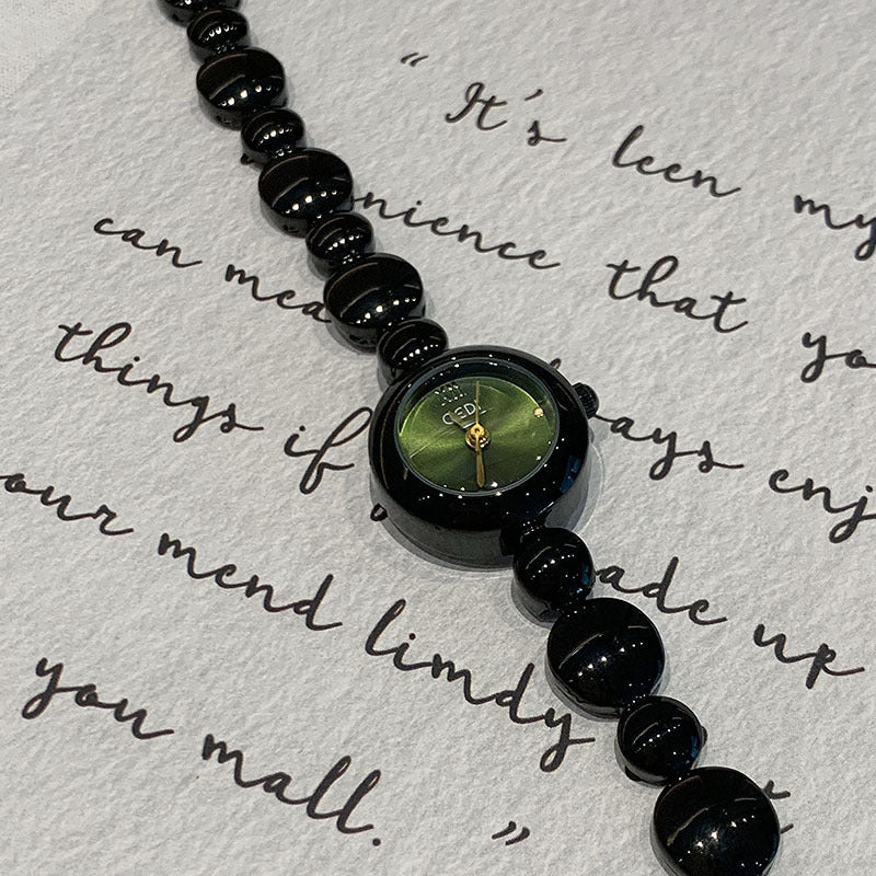 Women's Chinese-Style Beaded Bracelet Vintage Quartz Watch