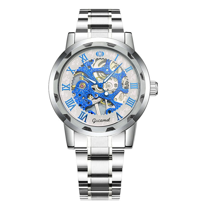 GESMART Men's Hand Winding Mechanical Skeleton Watch Exhibition Case Back Fashion