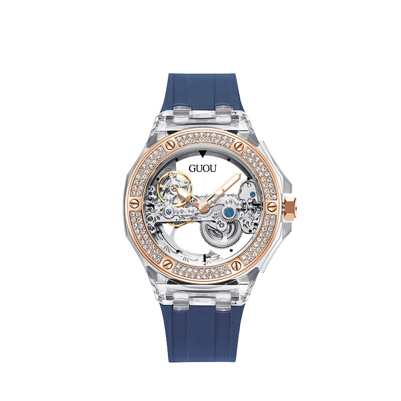 Women's Rhinestone Dial Watch with Soft Silicone Strap