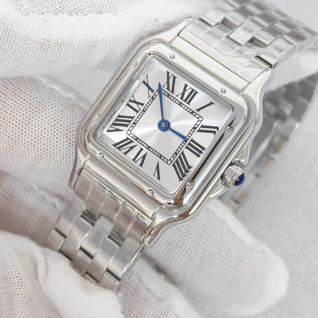 Ladies 27mm Square Quartz Watch Stainless Steel Case Bracelet VJ20 Movement