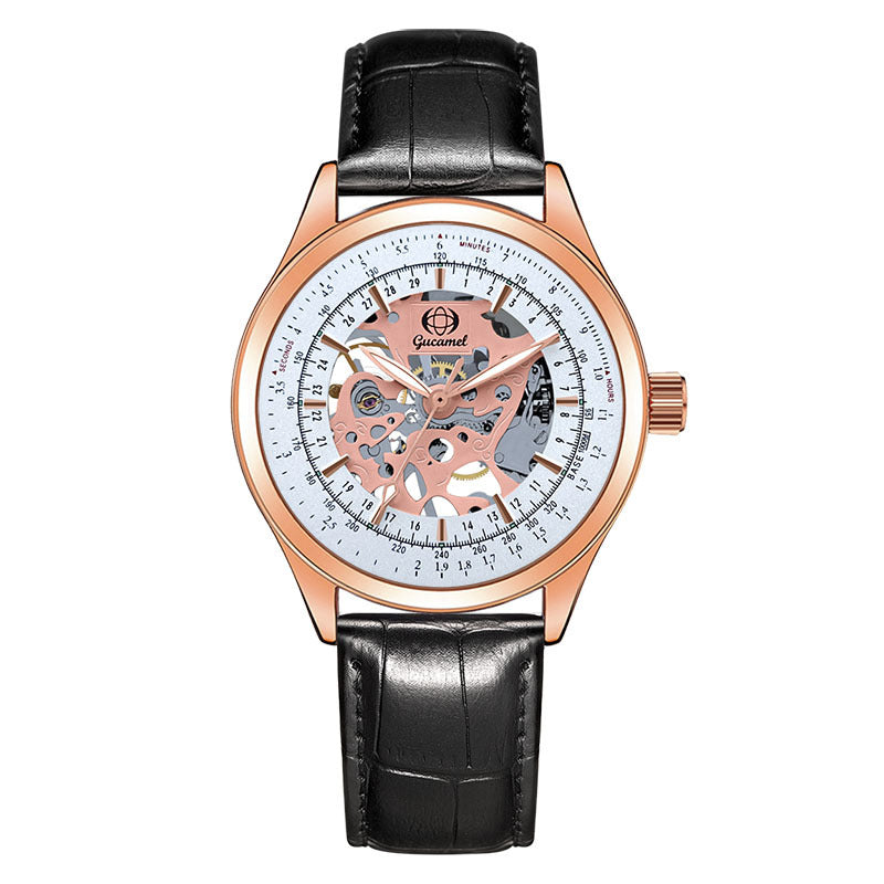 GESMART Men's Hand Winding Skeleton Mechanical Watch Casual Fashion Wristwatch