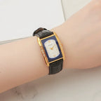 Diamond Brand Vintage Quartz Watch Titanium Rectangular Leather Strap NOS New