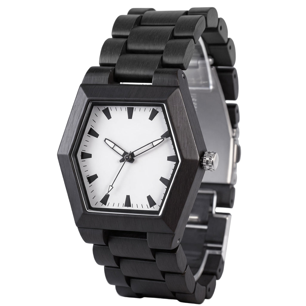 Men's Irregular Wooden Quartz Watch, Japanese Movement