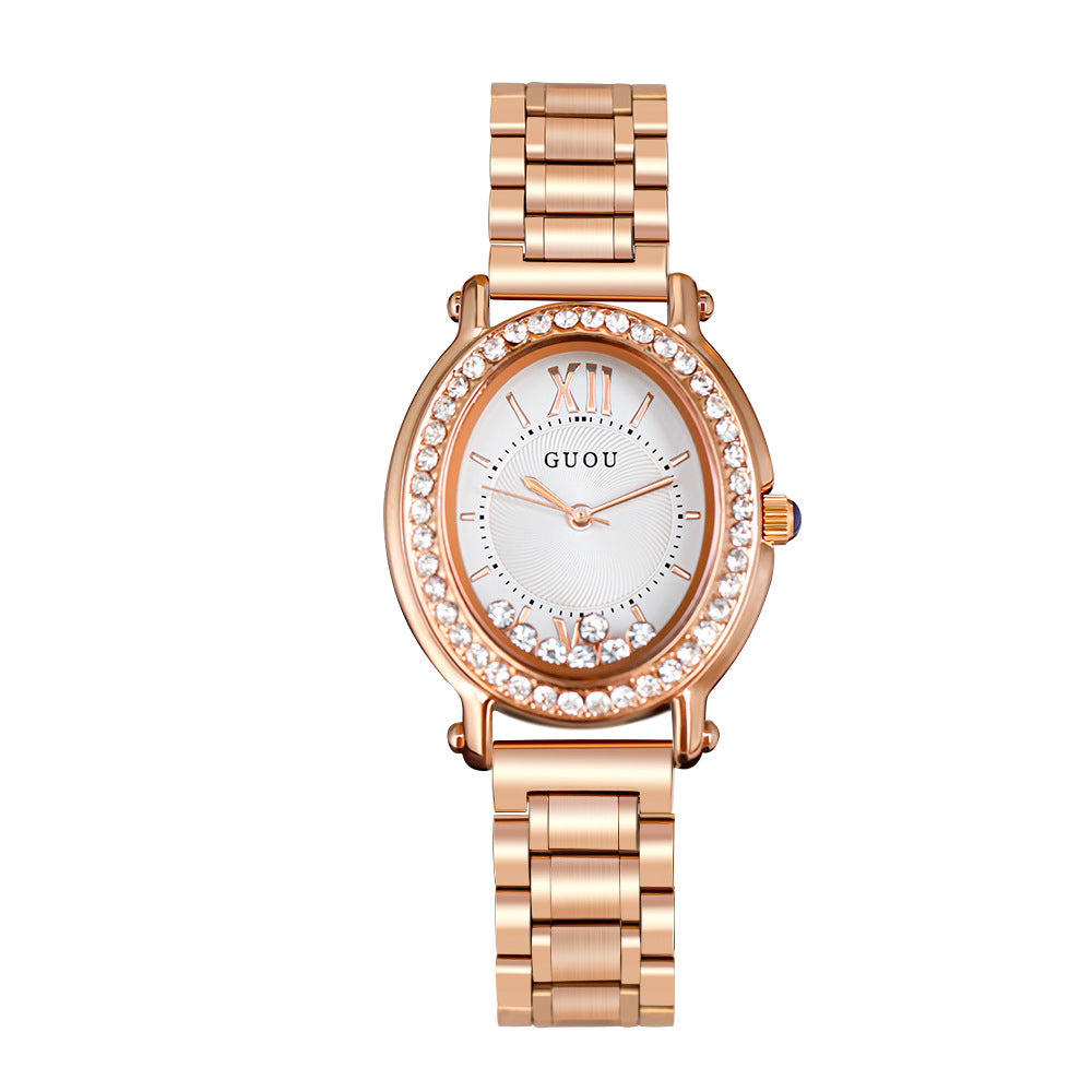 Women's Vintage Full-Rhinestone Leather-Strap Waterproof Watch