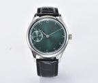 Men's 42mm Manual Wind Watch ST3600 Movement Green Gold Pumpkin Crown