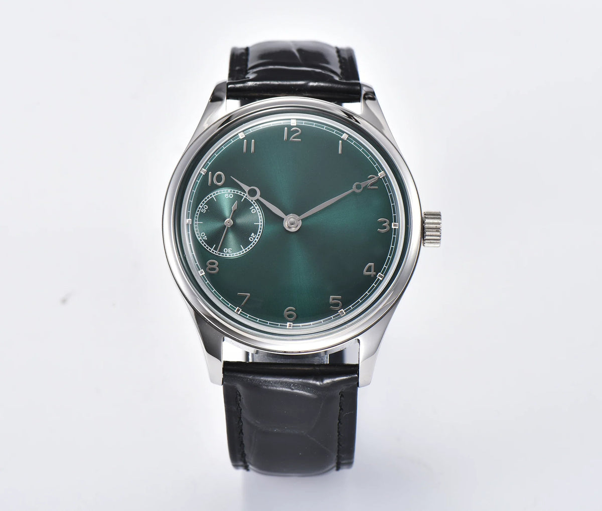 Men's 42mm Manual Wind Watch ST3600 Movement Green Gold Pumpkin Crown