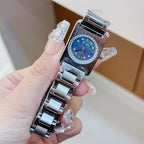Women's Square-Outside-Round-Inside Steel Rhinestone Watch