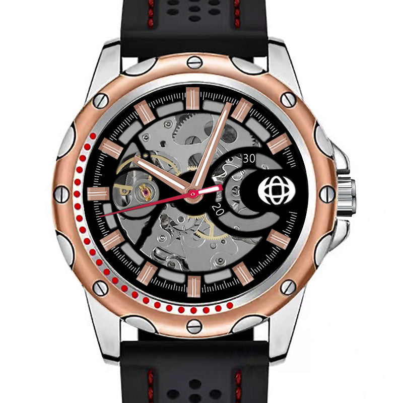 GESMART Men's Skeleton Automatic Mechanical Watch Silicone Band Sports Fashion