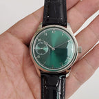 Men's 42mm Manual Wind Watch ST3600 Movement Green Gold Pumpkin Crown
