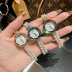 Women's Pearl Bracelet Rhinestone Quartz Watch