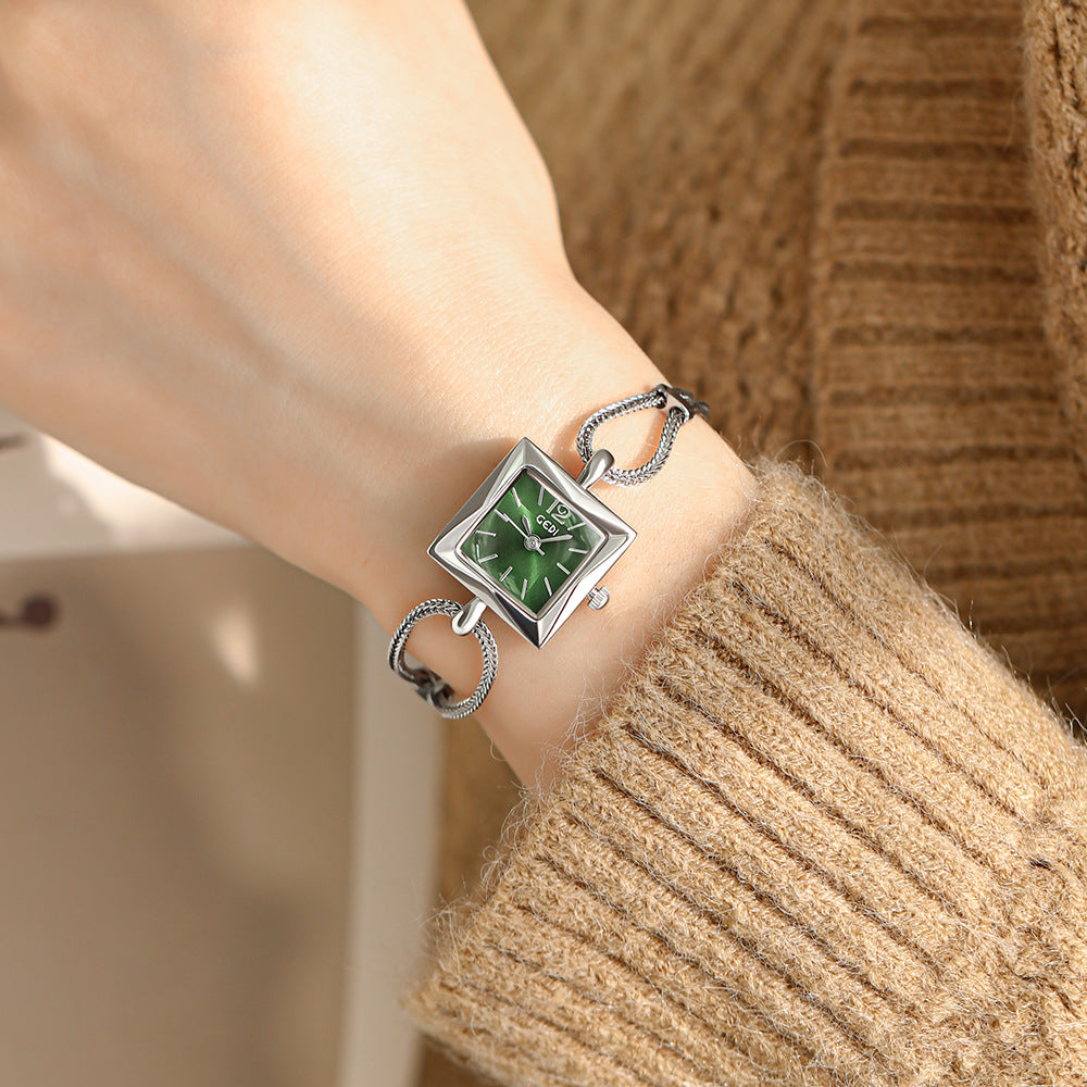 GESMART Women's Small Square Bracelet Quartz Watch Minimalist Niche Design Vintage Style