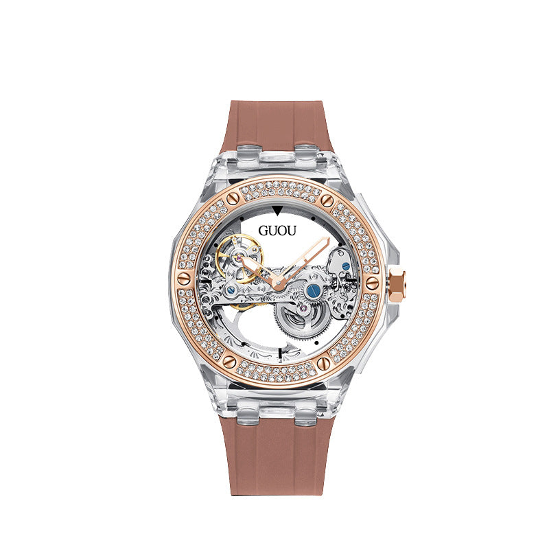 Women's Rhinestone Dial Watch with Soft Silicone Strap