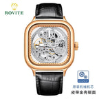 GESMART Men's Square Automatic Mechanical Skeleton Watch Luminous High Grade Trendy