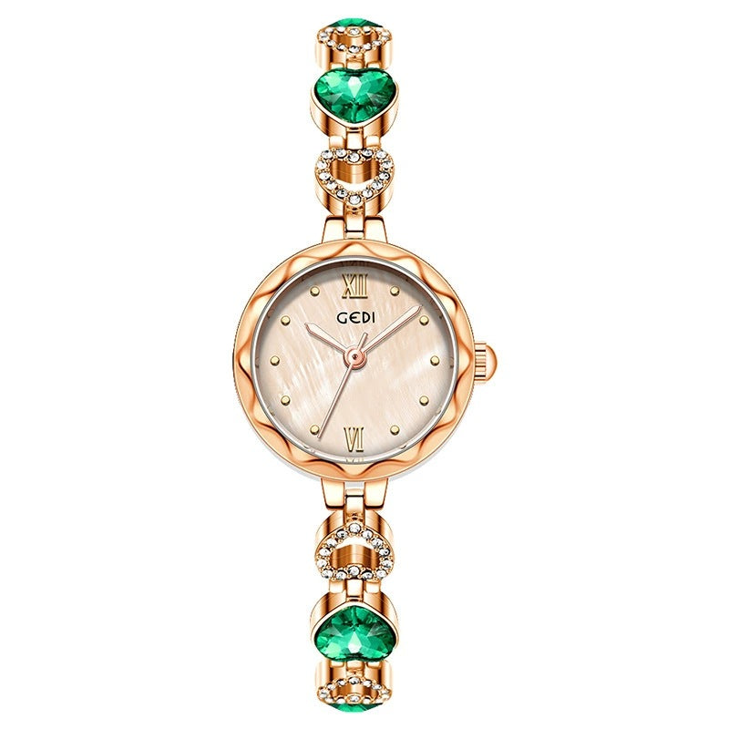 Women's Heart Rhinestone Vintage Bracelet Quartz Watch