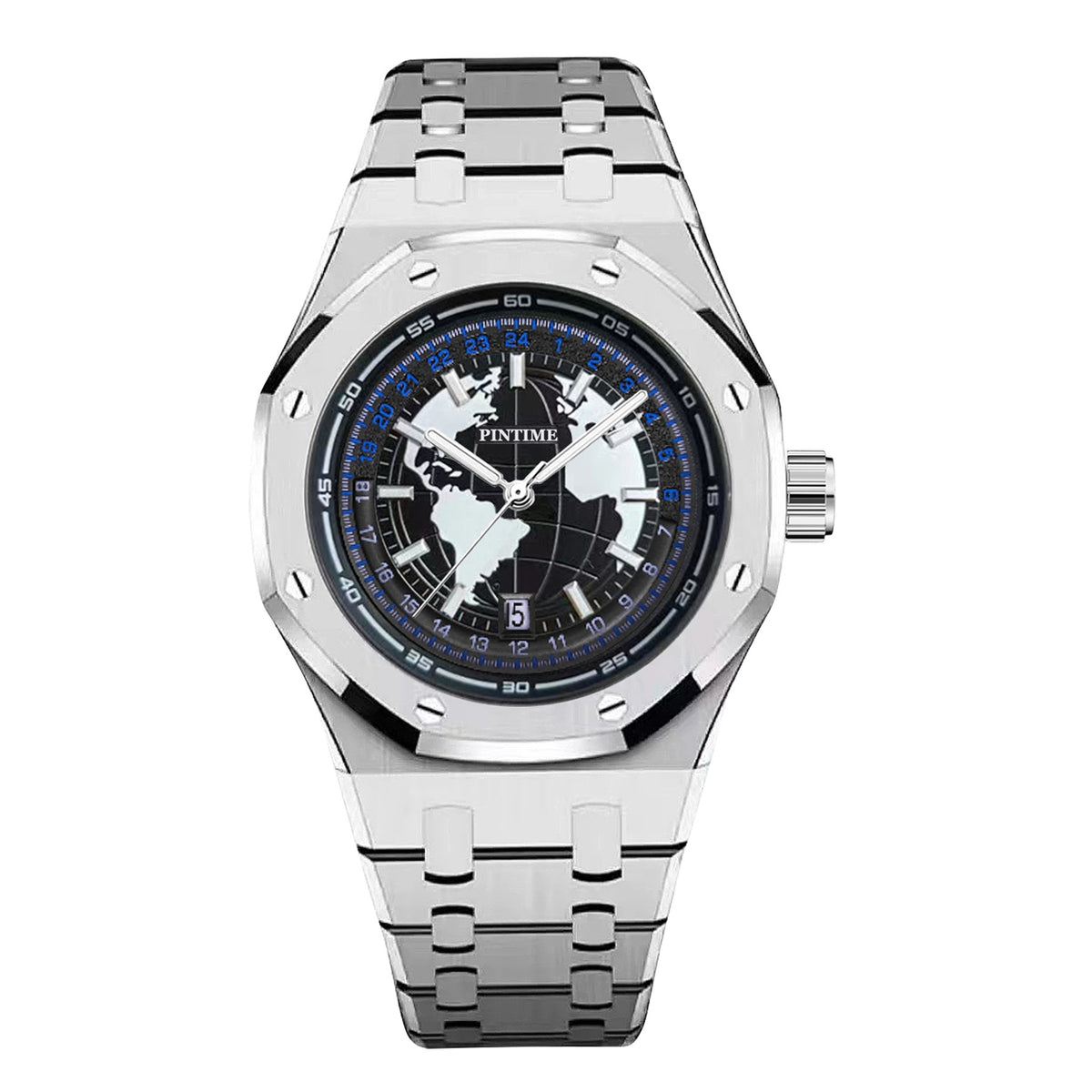 GESMART Men's New Wandering Earth Style Watch Water Resistant Luminous Calendar Steel Band Wristwatch