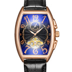 GESMART Men's Tonneau Shape Tourbillon Automatic Mechanical Watch Sun Moon Stars Design