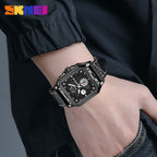 GESMART Men's Square Quartz Watch Independent Second Hand Leather Band Luminous Water Resistant Fashion