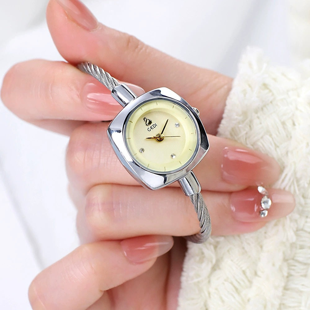 Women's Minimalist Swan Woven-Metal Bangle Quartz Watch