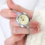 Women's Minimalist Swan Woven-Metal Bangle Quartz Watch