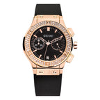 GESMART Women's Large Dial Silicone Band Watch Multifunction Rhinestone Calendar Fashion Trendy