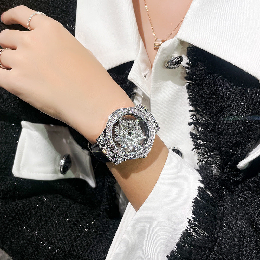 Women's Rotating Pentagram Rhinestone Watch