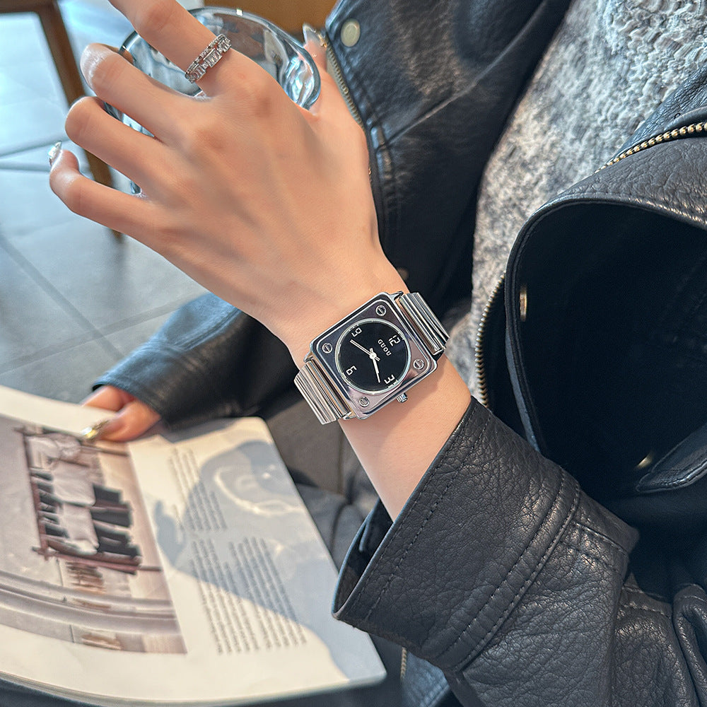 GESMART Autumn New Women's Square Large Dial Steel Band Watch Minimalist Fashion Premium Ladies Wristwatch