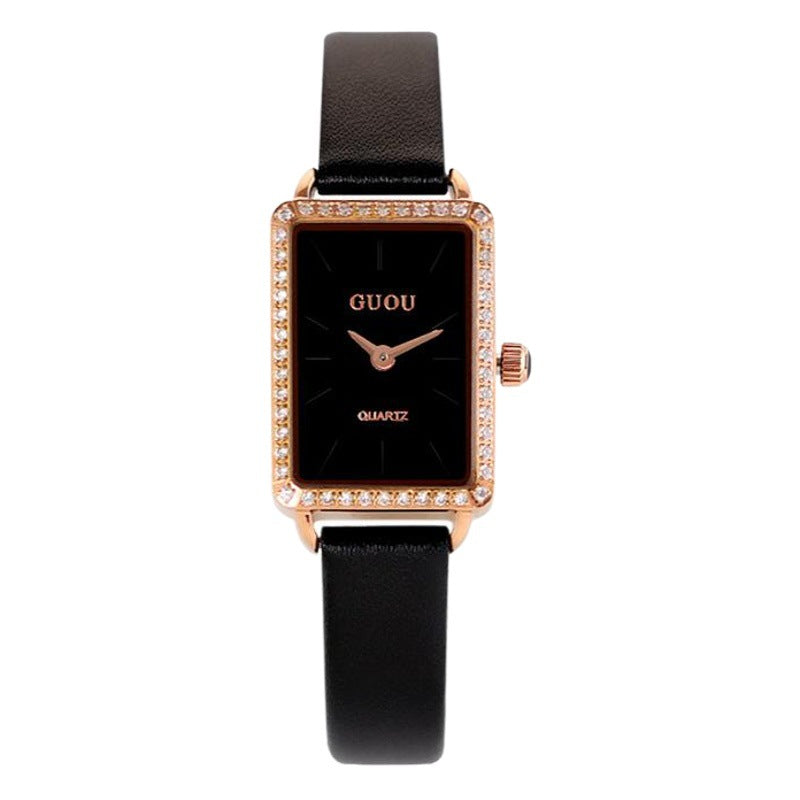 GESMART Women's Small Square Watch Slim Leather Band Compact Fashion Water Resistant Ladies Wristwatch