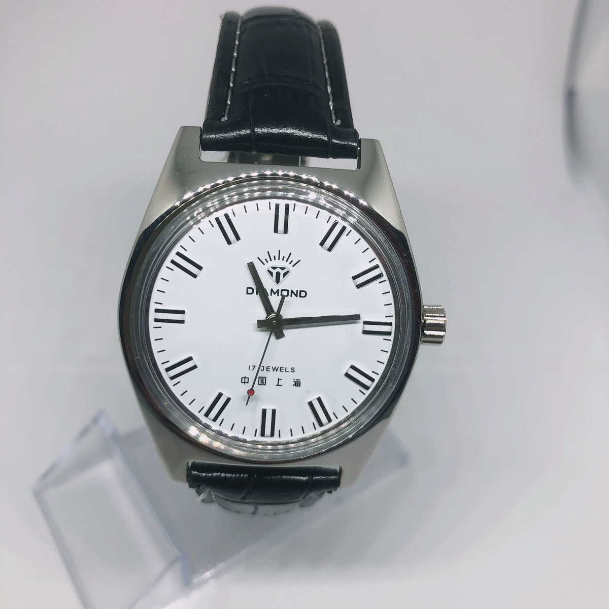 Diamond Brand Men's Manual Wind Watch 17 Jewels Skeleton Shanghai