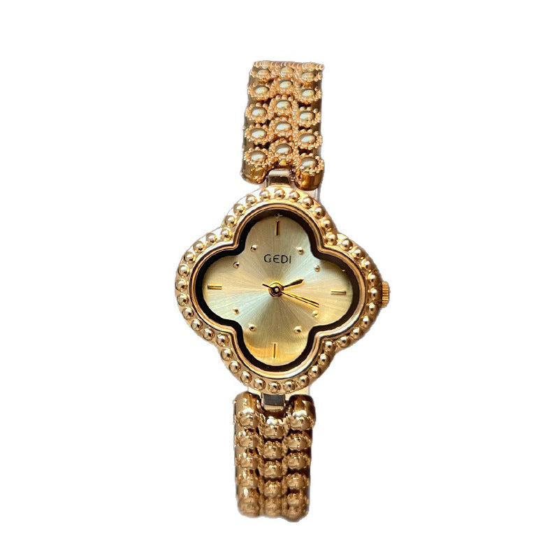 Women's Four-Leaf Clover Rhinestone Bracelet Quartz Watch