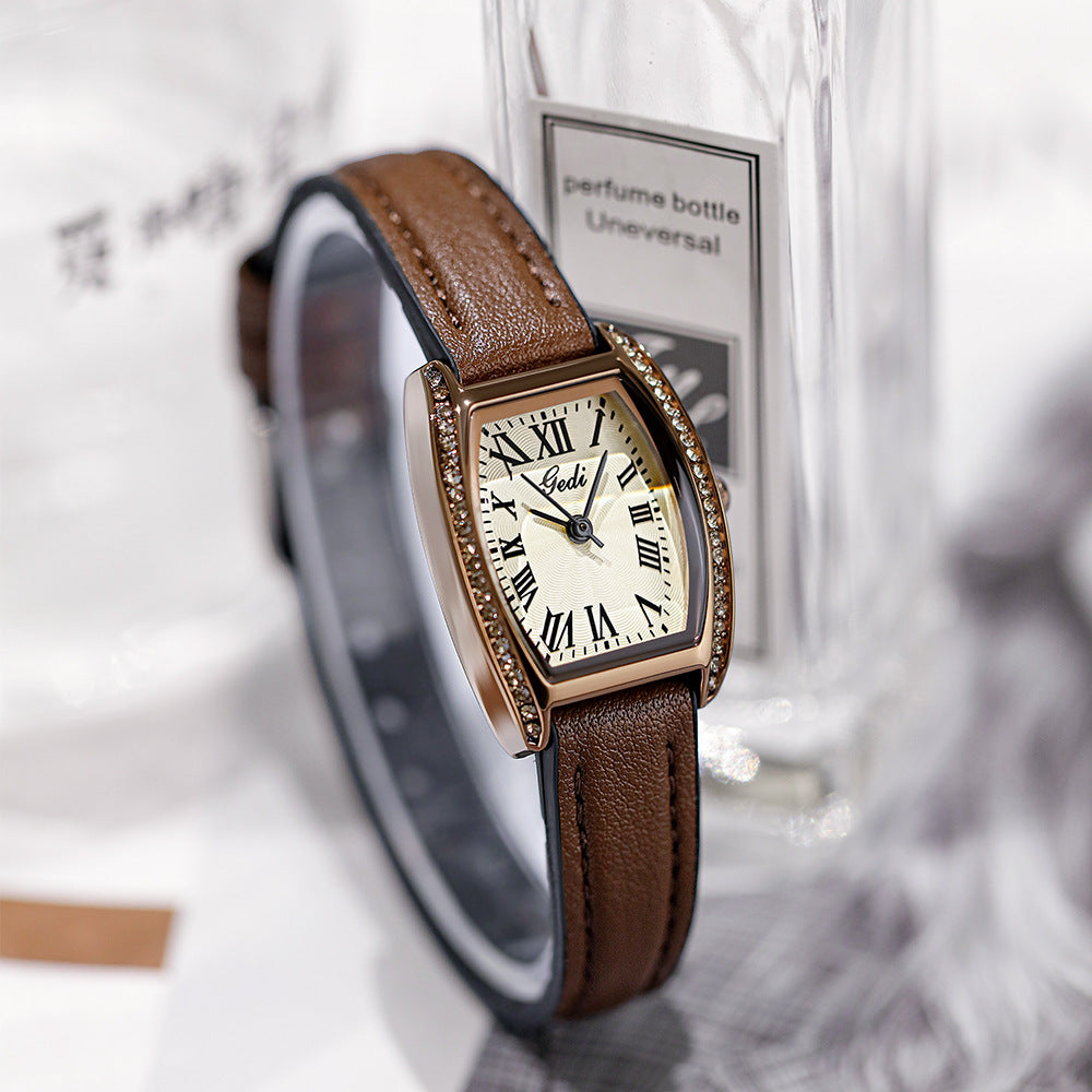 GESMART Women's Vintage Tonneau Shape Quartz Watch Fairy Style Minimalist Casual Fashion Ladies Wristwatch