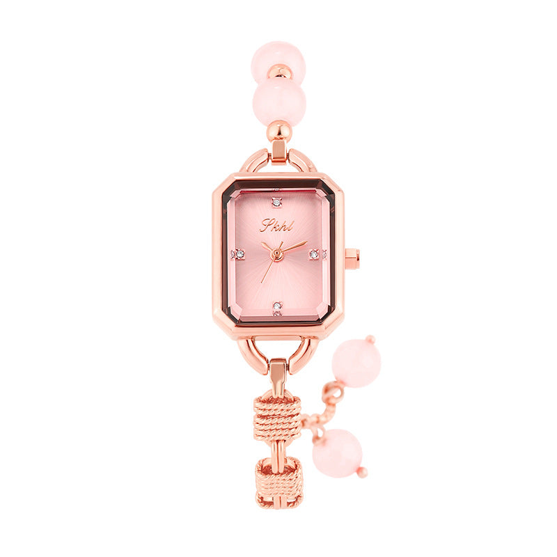 GESMART 2024 New Crystal Stone Bracelet Watch for Women Compact Exquisite Luxury Style Elegant Wristwatch