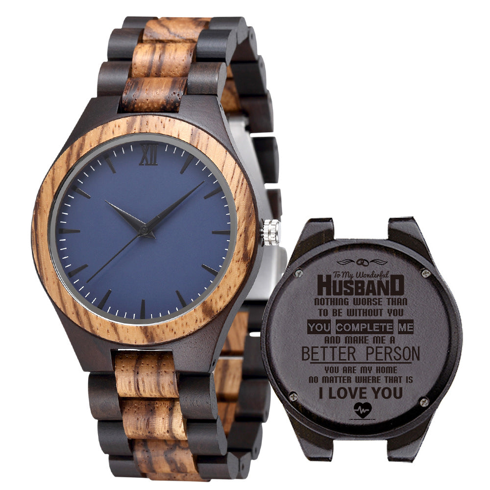 Unisex Large-Dial Vintage Wood Couple Quartz Watch