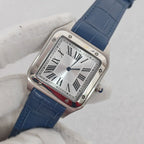 Ladies 34mm Square Quartz Watch Stainless Steel Case Leather Strap 2025 Movement