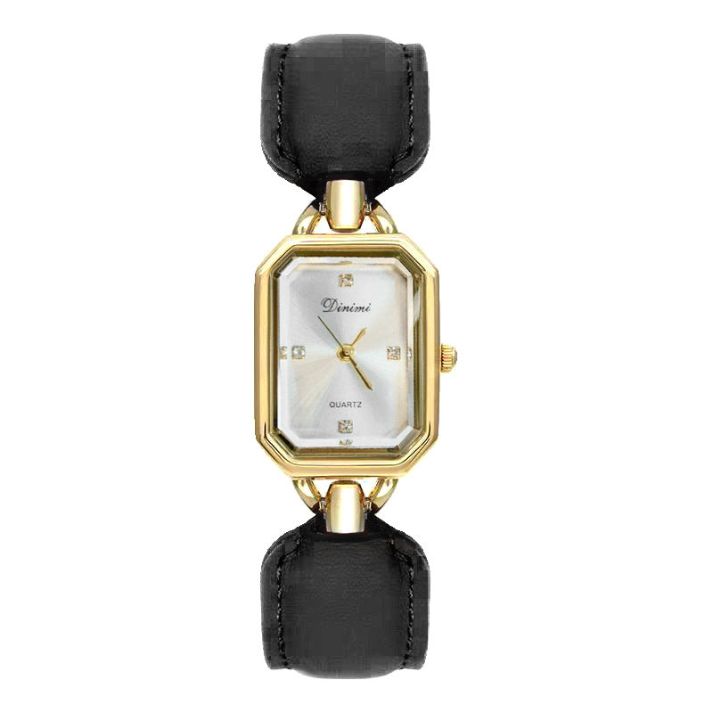 GESMART Women's Square Gold Tone Case Leather Band Watch Vintage Premium Steel Band