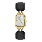 GESMART Women's Square Gold Tone Case Leather Band Watch Vintage Premium Steel Band