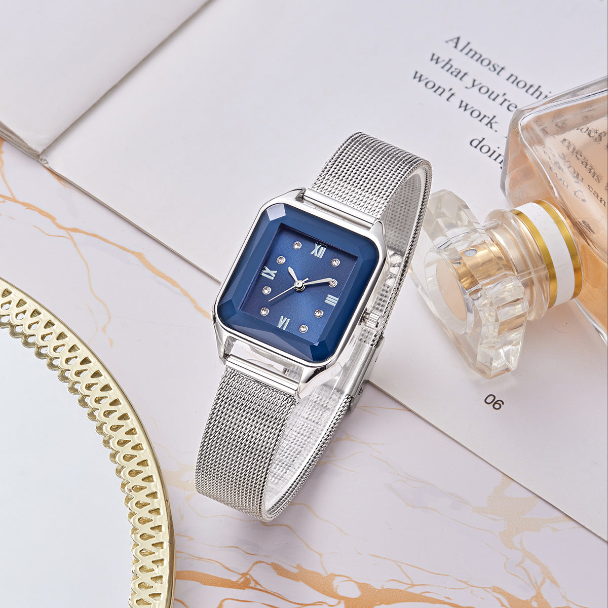GESMART Women's Square Quartz Watch Personality Trendy Casual Versatile Ladies Wristwatch
