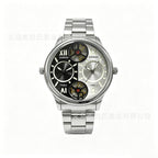 GESMART Men's Dual Time Zone Watch Steel Band Luminous Water Resistant Business