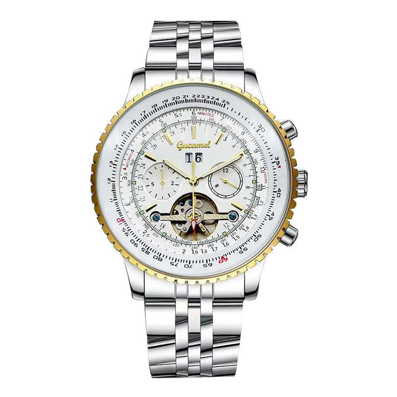 GESMART Men's Skeleton Tourbillon Automatic Mechanical Watch Large Dial Business Wristwatch