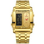 GESMART Men's Dual Movement Dual Display Square Digital Watch Multifunction Water Resistant Creative